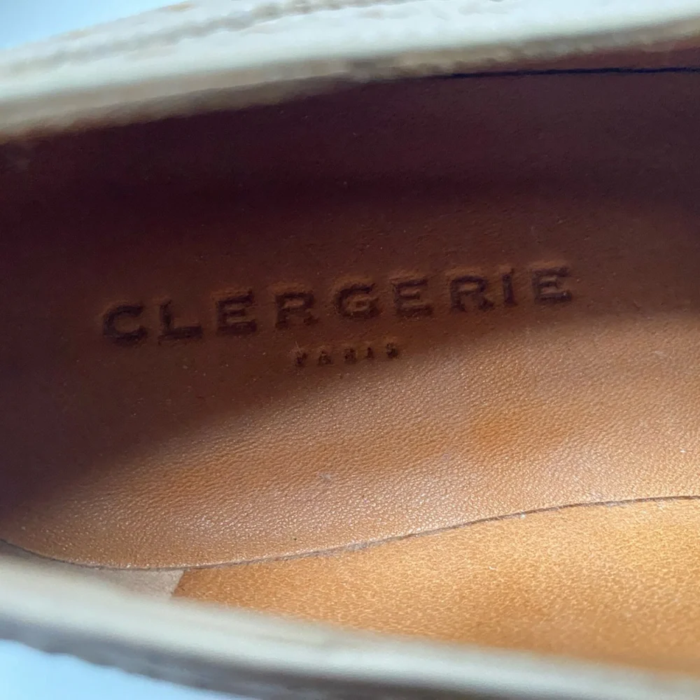 New CLERGERIE Beige Trendy Yellow Trim Oxford Derbys size 38.5